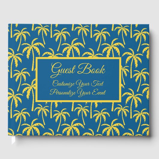 Livre D'or Tropical Summer Palm Trees Vacances Bleu Jaune (Recto)