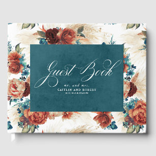 Livre D'or Turquoise Blue Terracotta Boho Mariage Floral