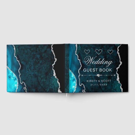 Livre D'or Turquoise et argent Faux Parties scintillant Maria (Complet)