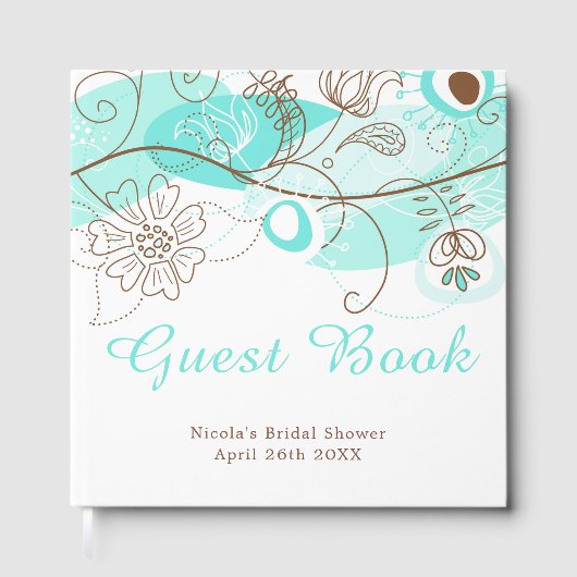 Livre D'or Turquoise Floral Twist Bridal Shower (Recto)