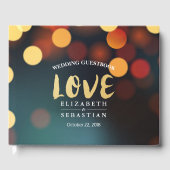 Livre D'or Turquoise Gold Bokeh String Lights Mariage Guides (Recto)