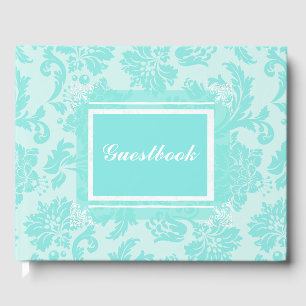 Livre D'or Turquoise vert, bleu vintage damassé imprimer livr