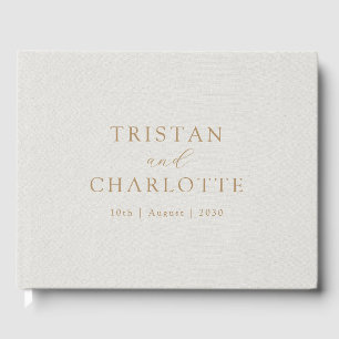 Livre D'or Typographie d'or personnalisée Blanc Faux Linen