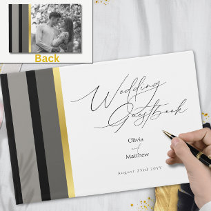 Livre D'or Typographie élégante Noir Blanc Or Mariage