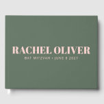 Livre D'or Typographie en gras Bat mitzvah personnalisé rose<br><div class="desc">Typographie Gras Personnalisée Blush Pink et Forest Green Bat mitzvah moderne Livre d'or</div>