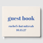 Livre D'or Typographie en gras bleu ivoire Bat mitzvah person<br><div class="desc">Typographie en gras bleu ivoire Cute Bat mitzvah livre d'hôte personnalisé</div>