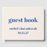 Livre D'or Typographie en gras bleu ivoire Bat mitzvah person<br><div class="desc">Typographie en gras bleu ivoire Cute Bat mitzvah livre d'hôte personnalisé</div>