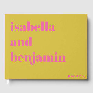 Livre D'or Typographie Gras Chartreuse Rose Jaune Mariage