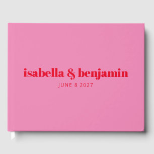 Livre D'or Typographie moderne en gras rose vif et Mariage ro