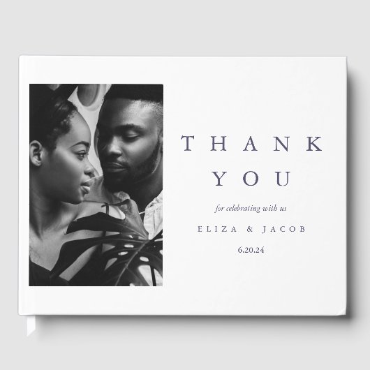 Livre D'or Typographie violet moderne Mariage photo (Recto)