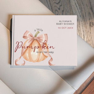 Livre D'or Un peu Citrouille Bow Baby shower rose aquarelle