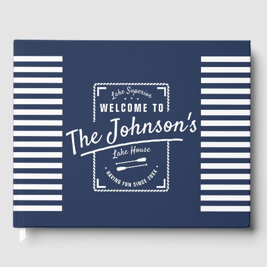 Livre D'or Unique Navy Stripes Lake Beach House (Recto)