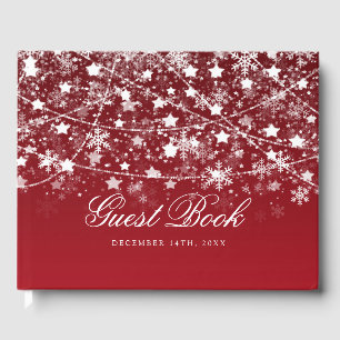 Livre D'or Vacances String Lights Red Christmas Guest Book