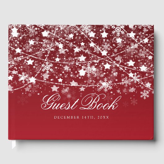 Livre D'or Vacances String Lights Red Christmas Guest Book (Recto)