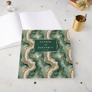 Livre D'or Vagues Vertes Marbrées Élégantes