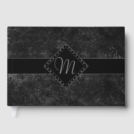 Livre D'or Velvety Onyx Damask | Black Vampy Grunge personnal (Recto)