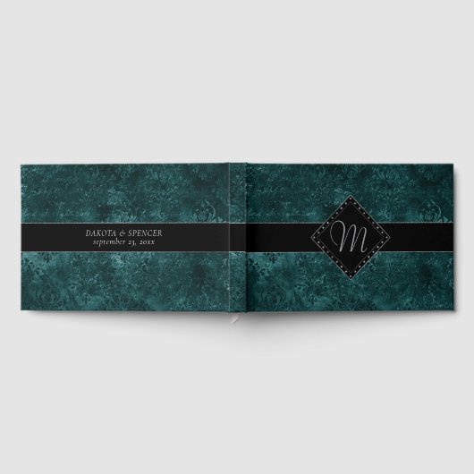 Livre D'or Velvety Turquoise Damask | Grunge vert foncé perso (Complet)