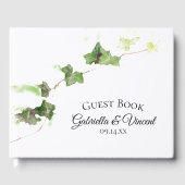 Livre D'or Vert anglais Ivy Vines Aquarelle Mariage (Recto)