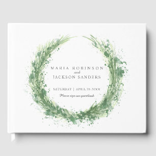 Livre D'or Vert aquarelle herbe mariage sauge vert