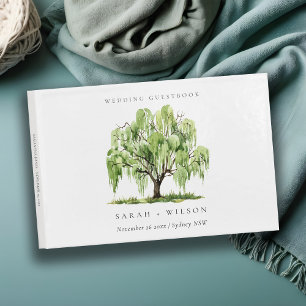 Livre D'or Vert Aquarelle Willow Tree Ferme Mariage