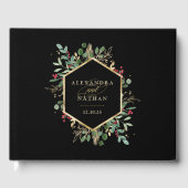 Livre D'or Vert doré sur noir | Mariage de Noël (Recto)