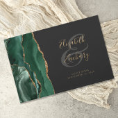 Livre D'or Vert émeraude moderne Agate Or Script Foncé