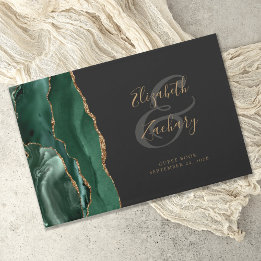 Livre D'or Vert émeraude moderne Agate Or Script Foncé