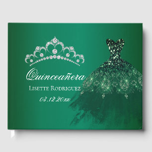 Livre D'or Vert émeraude Quinceanera personnalisé