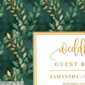 Livre d'or vert Hunter mariage avec feuille