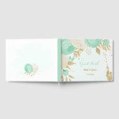 Livre D'or vert menthe et fleurs blanches or fleuri mariage (Complet)