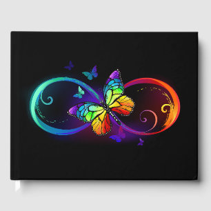 Livre D'or Vibrant infinity with rainbow butterfly on black