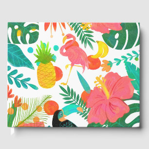 Livre D'or Vibrations Tropicales Feuilles Florales Été Luau M