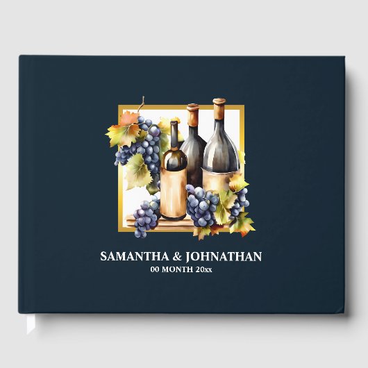 Livre D'or Vignoble ferme à vin bouteilles d'aquarelle raisin (Recto)