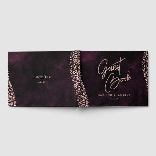 Livre D'or Vin de Bourgogne et Rose Gold Glam Mariage Monogra (Complet)