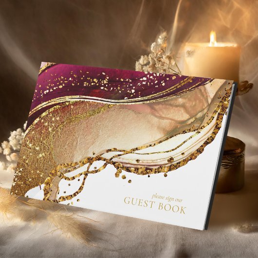 Livre D'or Vin rouge Mariage Abstrait Sparkling ID1018