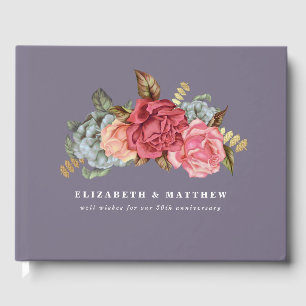 Livre D'or Vintage Floral Peinture Anniversaire Livres d'invi