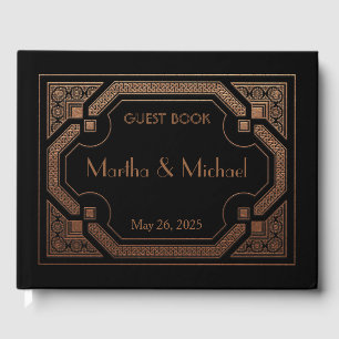 Livre D'or Vintage Great Gatsby Art Déco Cuivre Metal Invité 