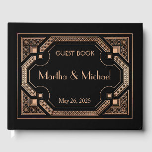 Livre D'or Vintage Great Gatsby Art Déco Light Cuivre Métal G