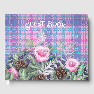 Livre D'or Vintage Lavande rose Plaid Motif Roses Floral