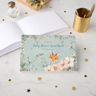 Livre D'or Vintage Mignonne Fox Botanique Désirs Pour Baby sh