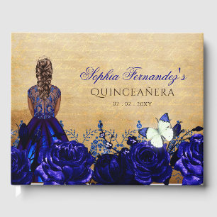 Livre D'or Vintage Princesse Bleu Royal Papillon Quinceañera