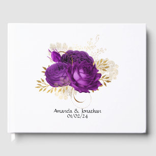 Livre D'or Vintage violet et or Mariage Floral