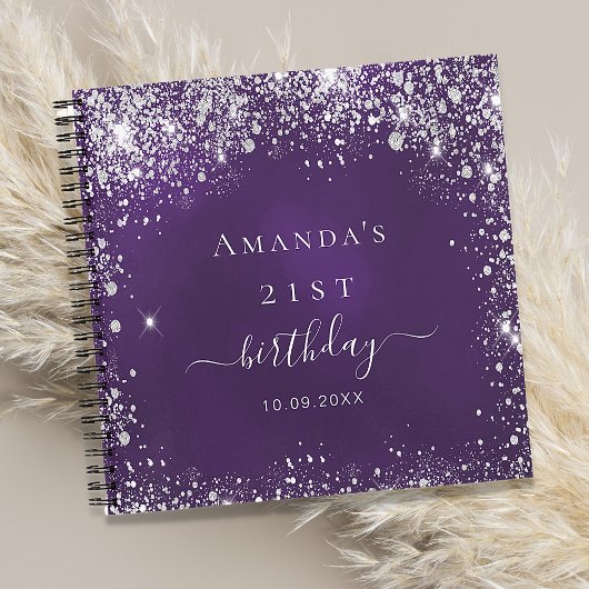 Livre d'or violet argent parties scintillant pouss