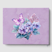 Livre D'or Violet Hydrangea Floral Butterfly Mariage (Verso)