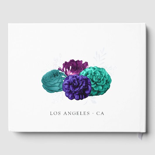 Livre D'or Violet rustique et Mariage floral turquoise (Verso)