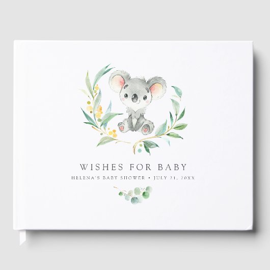 Livre D'or Voeux pour bébé | Baby shower Bush Baby Koala (Recto)