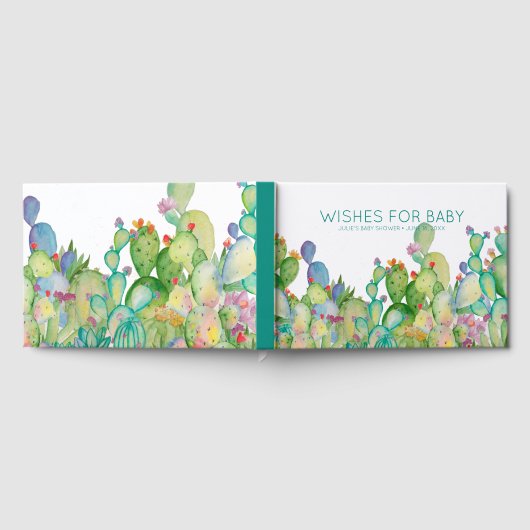 Livre D'or Voeux pour bébé | Baby shower de cactus aquarelle (Complet)