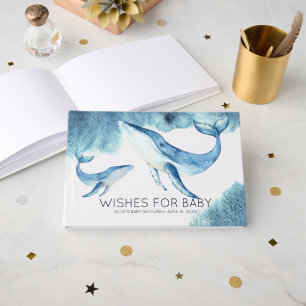 Livre D'or Vœux pour bébé   Baleines aquarelles Baby Shower