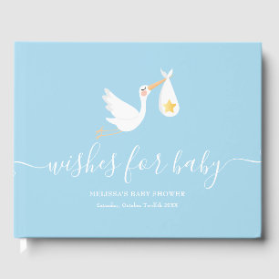 Livre D'or Vœux pour bébé cigogne étoile bébé garçon bleu Sho