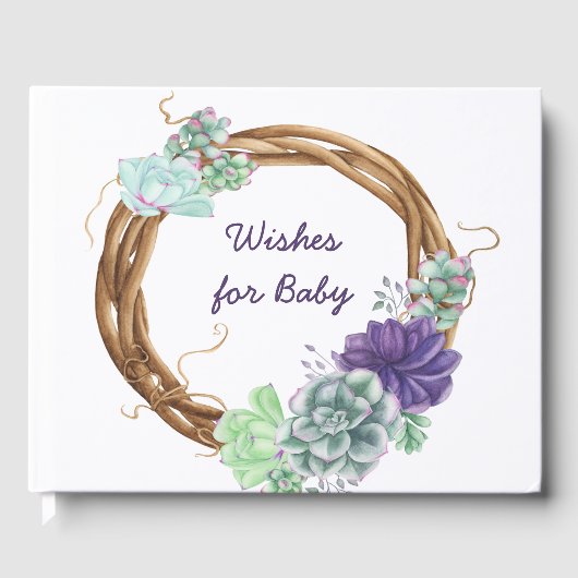 Livre D'or Voeux pour bébé - Rustic Succulents Baby shower (Recto)